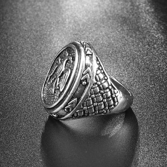 Vintage style Eagle signate Biker  men's rings - Picture 3 of 4